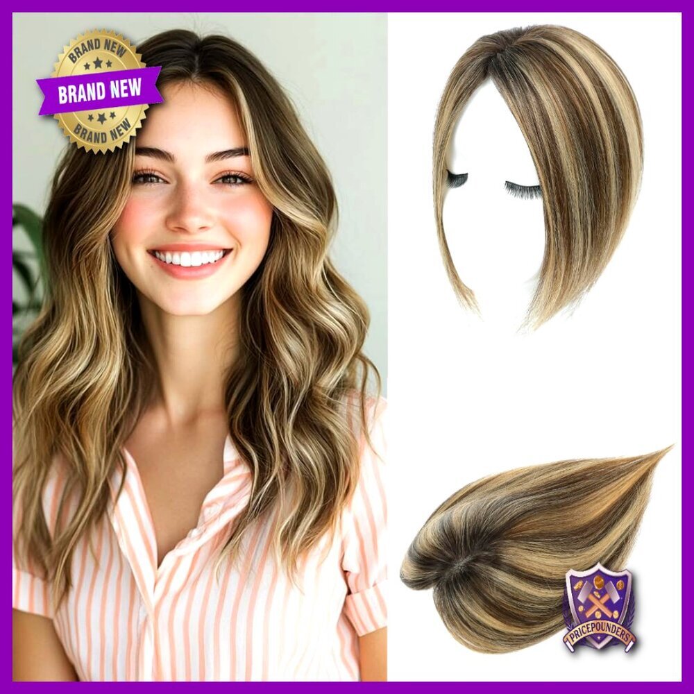 Human Hair Topper Swiss Lace Base No Bangs 360 Coverage Hairpiece Lightweight